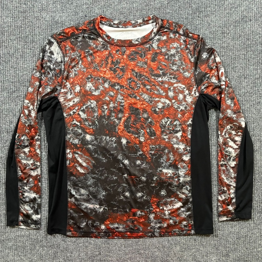 Silver Bait Mens Performance Fishing Shirt M Red Long Sleeve Stretch UV Active
